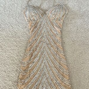 xs silver and nude bodycon dress from windsor